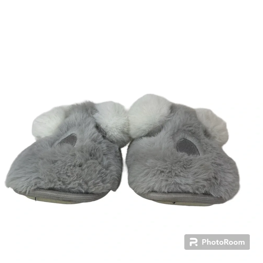 Jessica Simpson Girls Plush Fluffy Slip-on House Slippers Gray Size L 2-3
